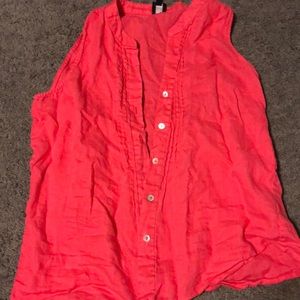 Pink button down top